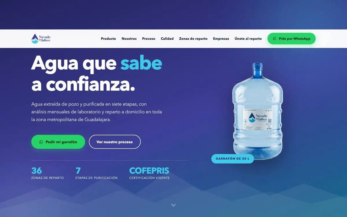 Sitio web de Nevado de Jalisco en escritorio
