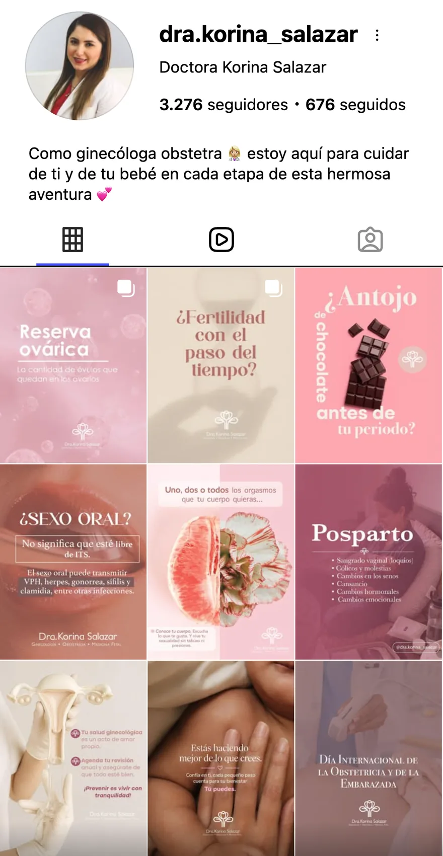 Perfil de Instagram de @dra.korina_salazar